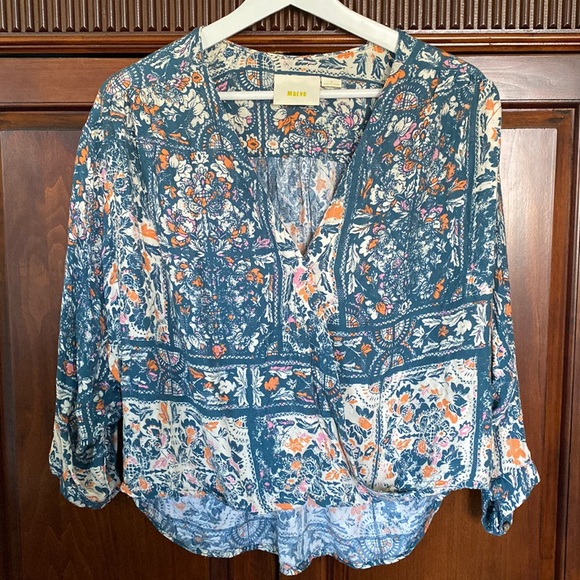 Maeve Anthropologie Gianna printed wrap top bohemian faux wrap floral print - Picture 3 of 16